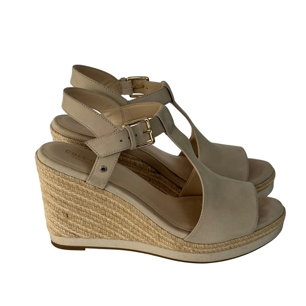 Cole Haan Beige Espadrille Wedge Sandals